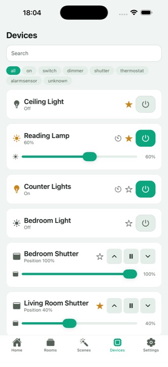 Domiara Devices screen